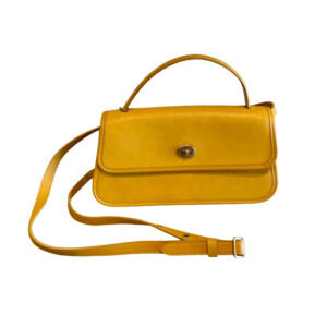 Coach Yellow Turnlock Clutch Top Handle Crossbody Bag